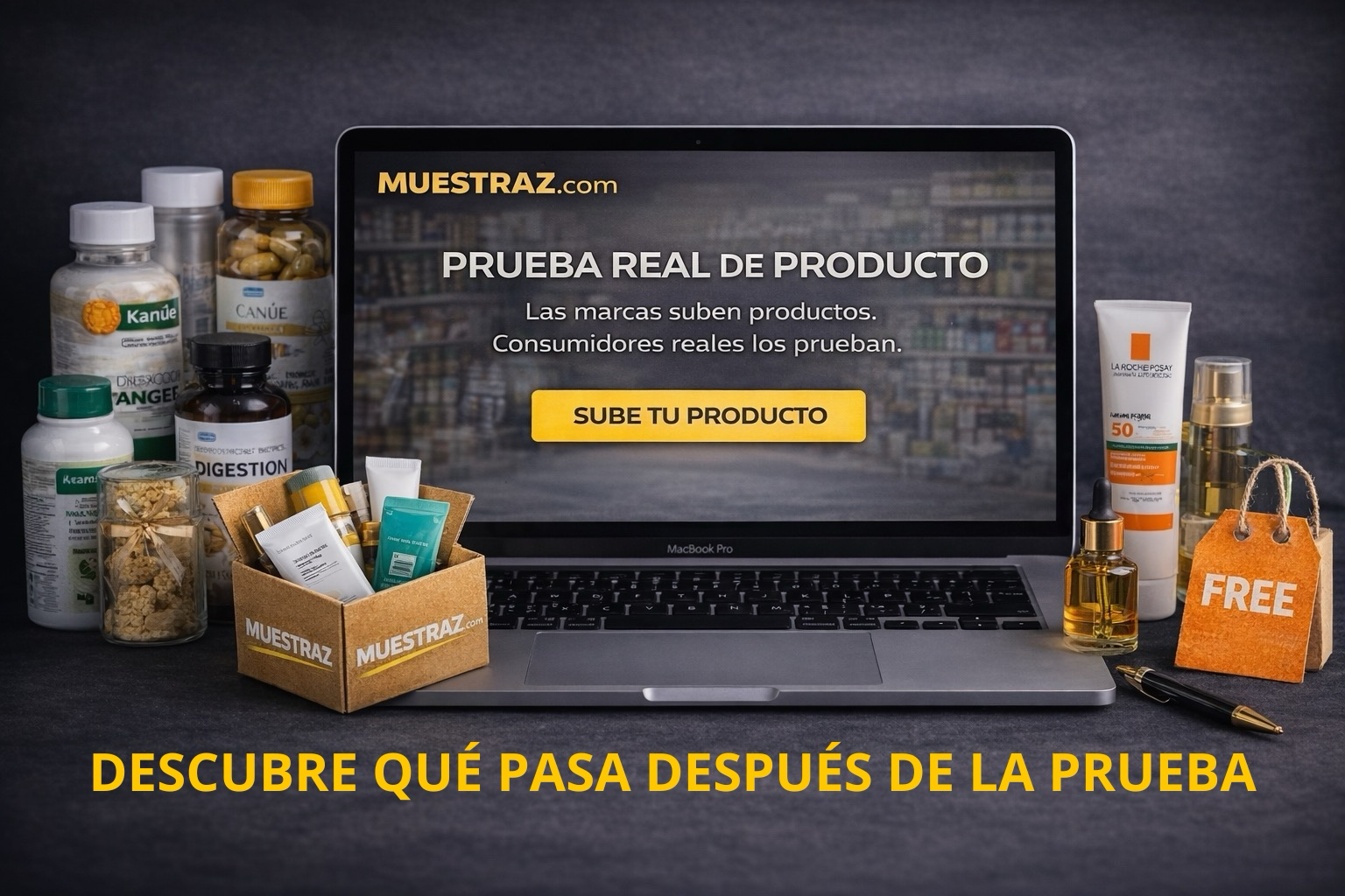 Portátil con productos para subir a la web